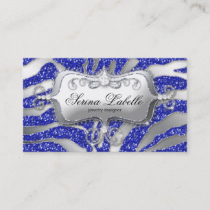 Carte de visite bijoux Sparkle Zebra Silver Blue H