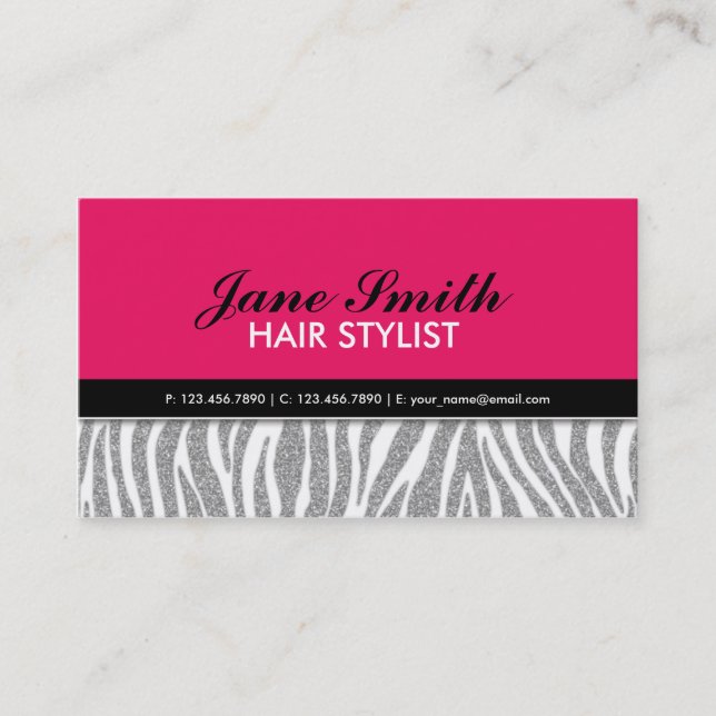 Carte De Visite Bijoux Zebra Imprimer Diamond Sparkle (Devant)