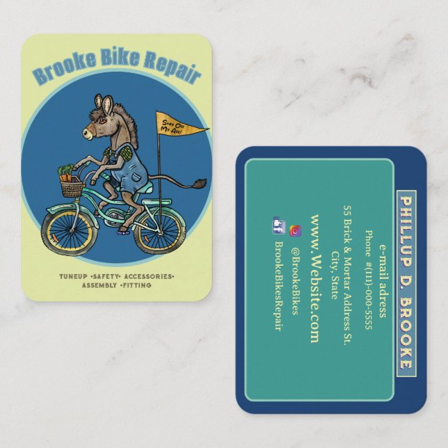Carte De Visite Bike Repair Donkey (Devant / Derrière)