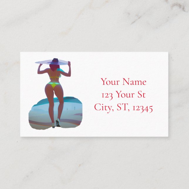 Carte De Visite Bikini Booty Beach Girl Thunder_Cove (Dos)