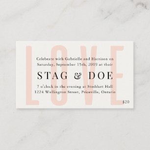 Carte De Visite Billet Big Love Stag and Doe // Blush