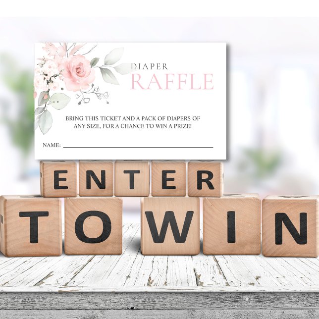 Carte De Visite Billet budget Floral Rose Girl DIAPER RAFFLE (Créateur téléchargé)