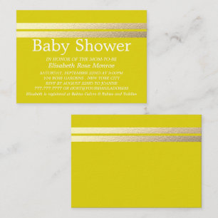 Carte De Visite Billet Chic Gold Foil, Baby shower Jaune