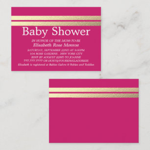 Carte De Visite Billet Chic Gold Foil, Baby shower rose