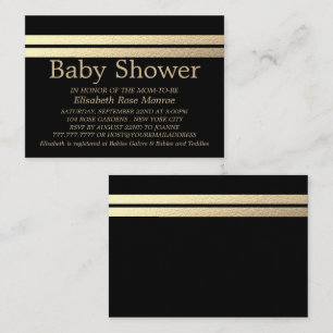 Carte De Visite Billet Chic Gold Foil, Billet Baby shower noir