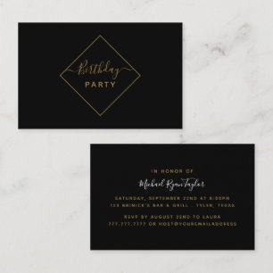 Carte De Visite Billet d'anniversaire Black & Gold Diamond