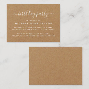 Carte De Visite Billet d'anniversaire Rustic Country Kraft
