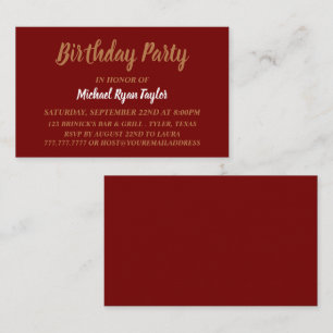 Carte De Visite Billet d'anniversaire simple et moderne, rouge et