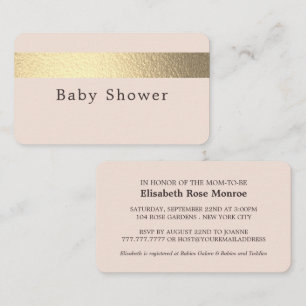 Carte De Visite Billet de Baby shower rose vif Gold Foil
