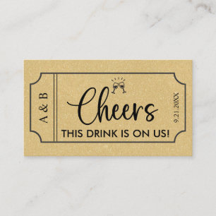 Carte De Visite Billet de billet Gold Mariage Drink