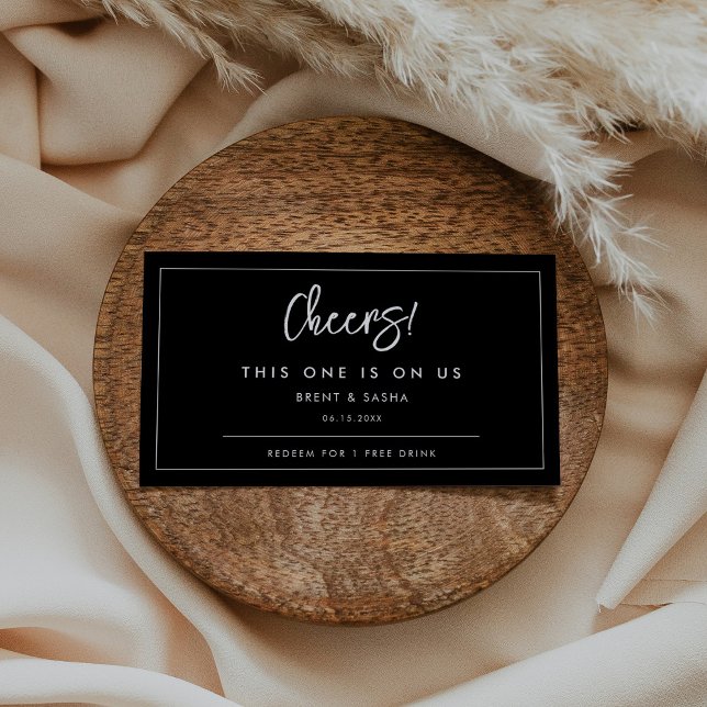 Carte De Visite Billet de boisson mariage noir moderne contemporai (Créateur téléchargé)