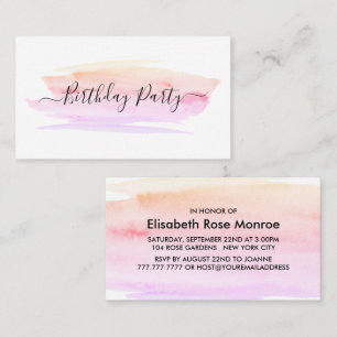 Carte De Visite Billet de fête d'anniversaire d'aquarelle