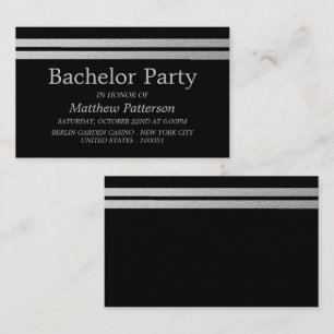 Carte De Visite Billet de la partie Bachelor Chic Silver Foil