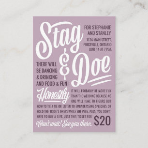 Carte De Visite Billet de soirée Stag & Doe honnête