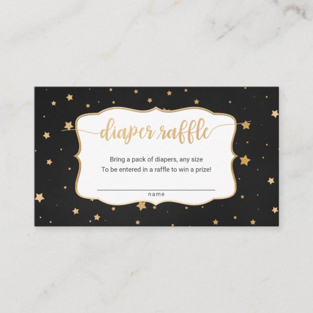 Carte De Visite Billet de tombola à couche en carton doré noir (Devant)