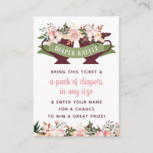 Carte De Visite Billet de tombola de couche-culotte, baby shower