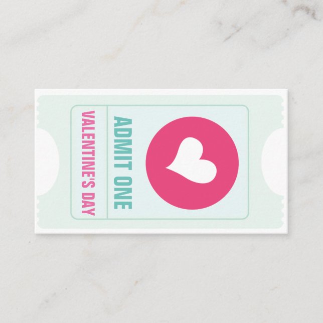 Carte De Visite Billet fête de la Saint Valentin et jeton de boiss (Devant)