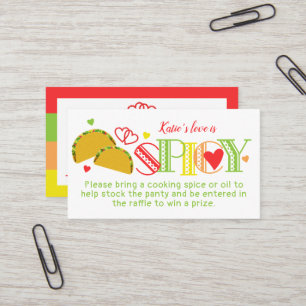 Carte De Visite Billet Fiesta Fête des mariées Tacos Spice Raffle