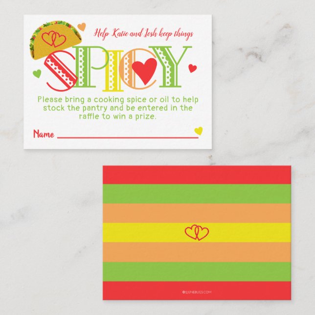 Carte De Visite Billet Fiesta Fête des mariées Tacos Spice Raffle (Devant / Derrière)