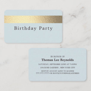 Carte De Visite Billet Gold Foil/Poudre Bleu/Anniversaire