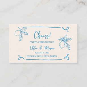 Carte De Visite Billet Mariage à boire au citron tiré à la main