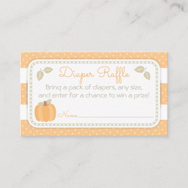 Carte De Visite Billet Petit Baby shower Citrouille Repas de  (Devant)