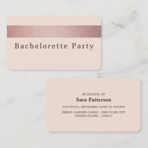 Carte De Visite Billet rose Gold Foil Stripe, Bachelorette Party