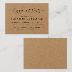 Carte De Visite Billet Rustic Country Kraft Engagement Party