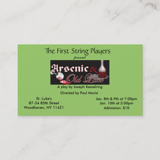 Carte De Visite billets (Devant)