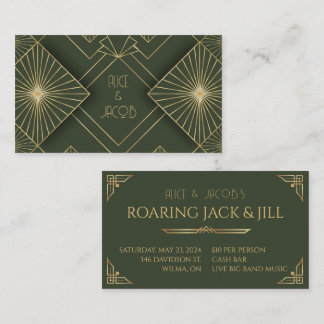Carte De Visite Billets art déco Jack et Jill Stag et Doe Swing