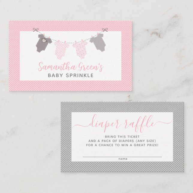 Carte De Visite Billets de tirage au sort pour fille Clothesline (Devant / Derrière)