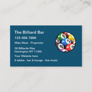 Carte De Visite Billiards Hall Cocktail Lounge