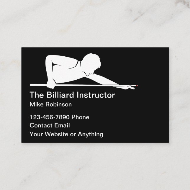 Carte De Visite Billiards Instructor Lessons Simple Business Cards (Devant)
