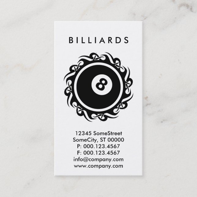 Carte De Visite BILLIARDS tribaux (Devant)