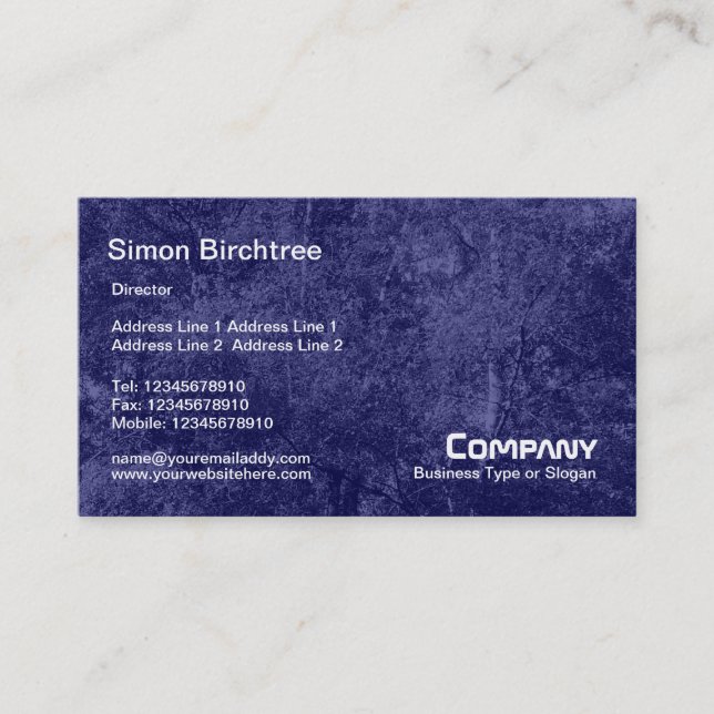Carte De Visite Birch Tree Texture - Bleu foncé (Devant)