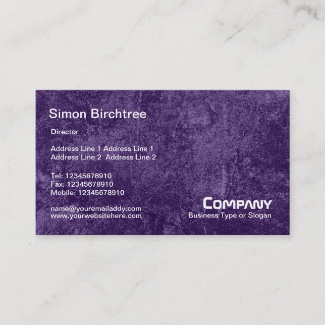 Carte De Visite Birch Tree Texture - Violet foncé (Devant)