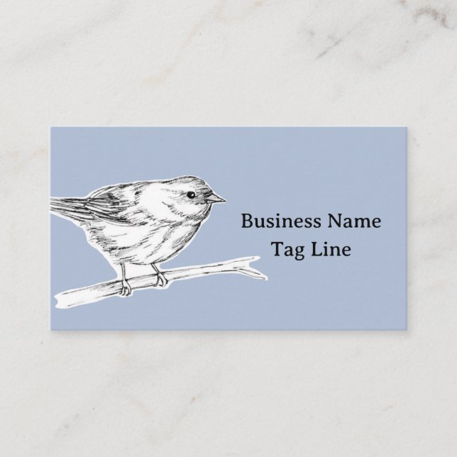 Carte De Visite Bird Ink Drawing Blue Gray Nature Wildlife (Devant)