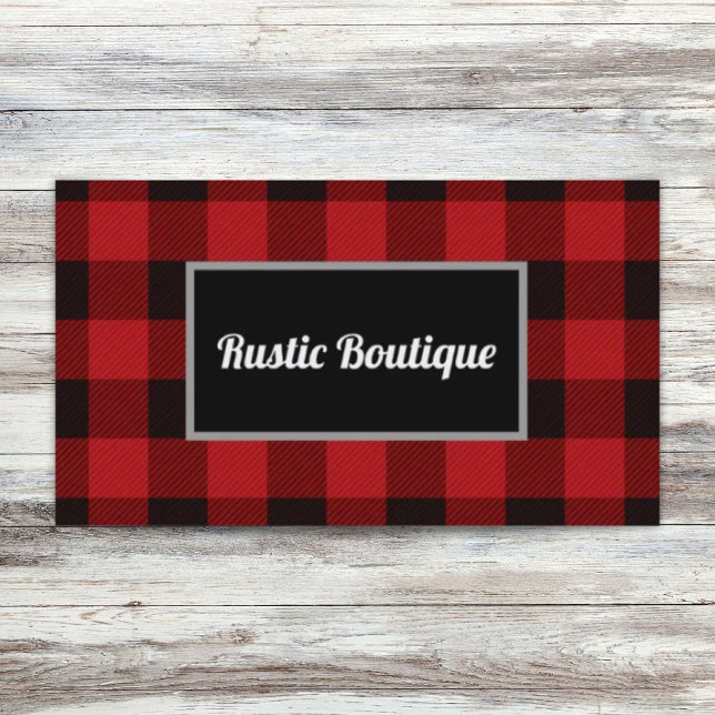 Carte De Visite bison plaid bûcheron rustique pays de l'ouest (buffalo plaid lumberjack rustic western country business card)