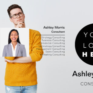 Carte De Visite Bit Me QR Code Logo Photo Professionnel Noir Blanc