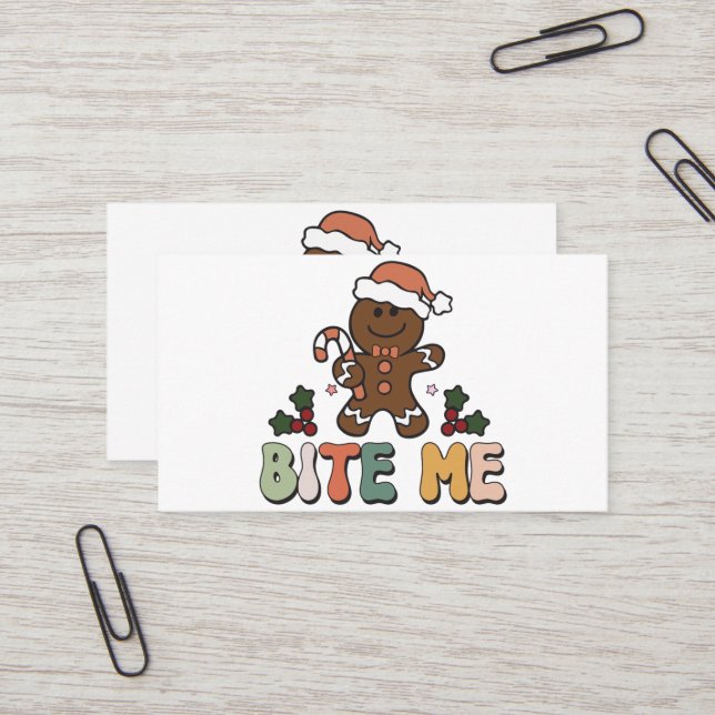 Carte De Visite Bite Me Gingpain Super Noël (Devant/Arrière en situation)