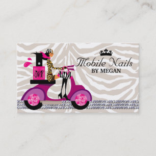 Carte de visite Blac de mode de fille de scooter