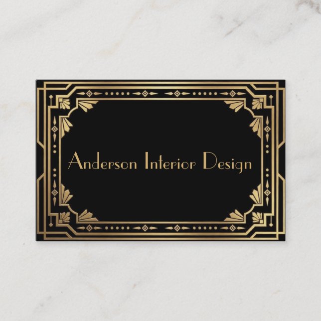 Carte De Visite Black and Gold Art Deco Business Card (Devant)