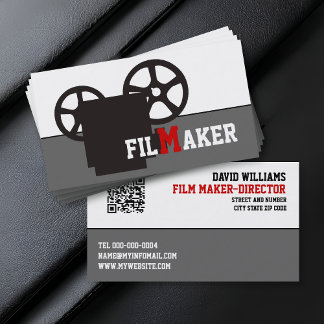 Carte De Visite Black camera and QR code film maker 