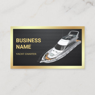 Carte De Visite Black Carbon Fiber Gold Luxury Yacht Charter