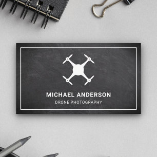 Carte De Visite Black Chalkboard Modern Drone Photographie