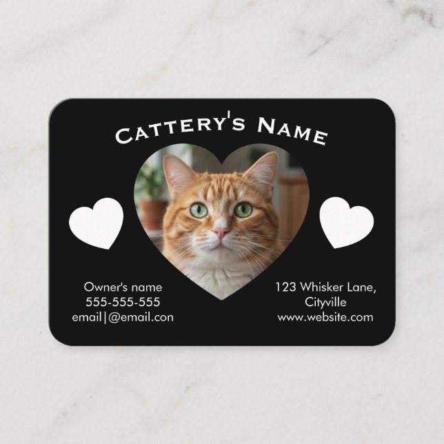 Carte De Visite Black Customizable Cattery Business Card  (Devant)