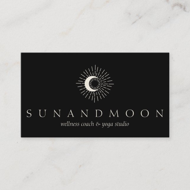 Carte De Visite Black Energy Healing Sun Moon Spirituel (Devant)
