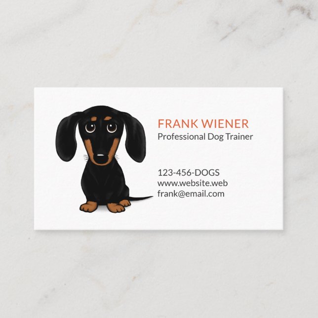Carte De Visite Black et Tan Dachshund | Doxie mignon chien de des (Devant)