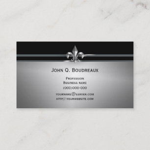 Carte De Visite Black Fleur de Lis argenté moderne