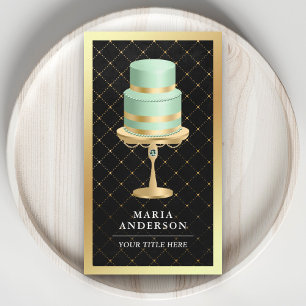 Carte De Visite Black Gold Foil Custom Mint Green Cake Bakou